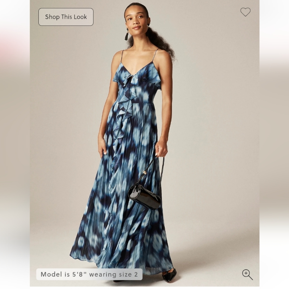 J Crew Collection chiffon ruffle dress in blurry floral print CO422 Size 4 NWT